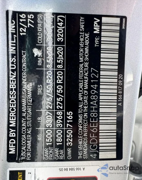 2017 Mercedes-Benz Gls 450 4Matic from USA, damaged, VIN 4JGDF6EE8HA894127